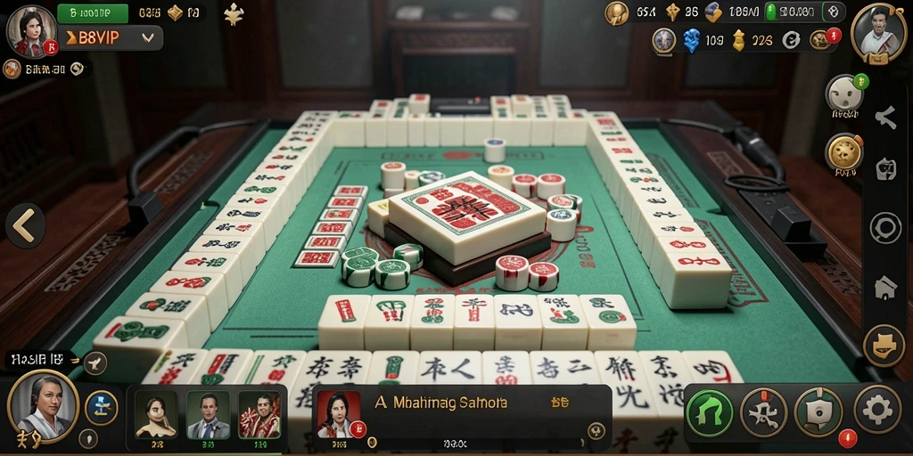 Screenshot B8VIP menampilkan permainan Mahjong yang menarik dan seru.