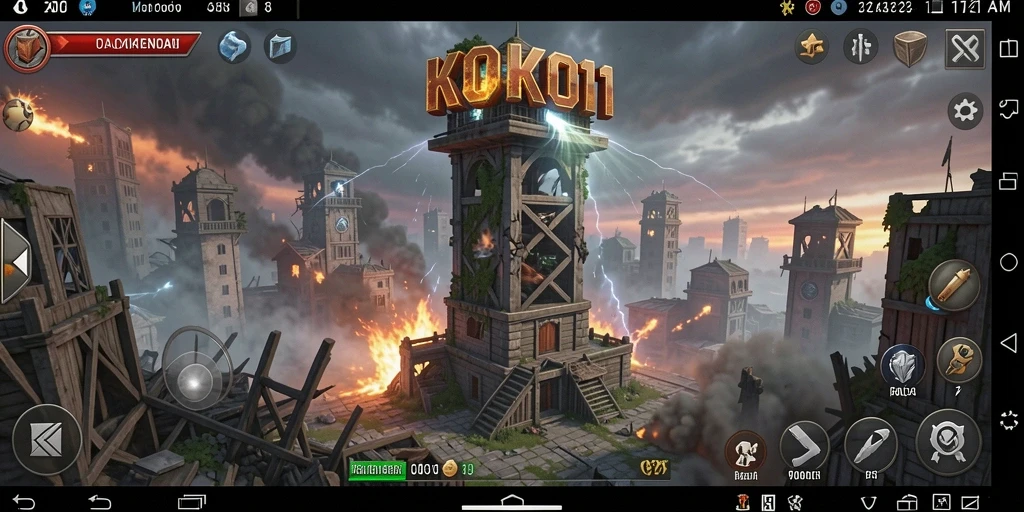 Tampilan gameplay KOKO11 dengan berbagai menara pertahanan berstrategi.
